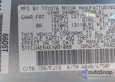 2014 Toyota Tacoma Base V6 из США, поврежденный, VIN 5TFLU4EN4EX091088